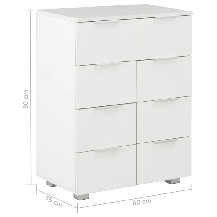 Elegant White High Gloss Sideboard 60 x 35 x 80cm - 8 Spacious Drawers for Ample Storage - Premium  from Home Treasures - Just £111.99! Shop now at Home Treasures