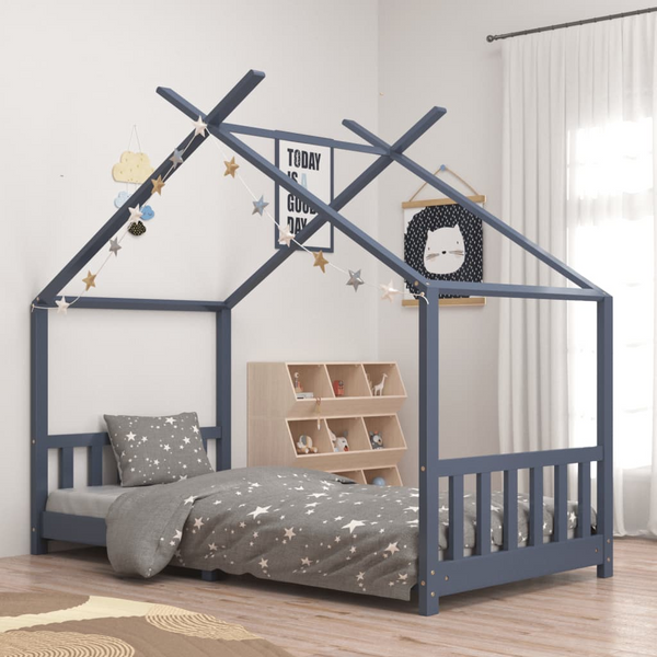 Children's Bed Frame in Grey Solid Pine Wood 90x200 cm - Premium  from Home Treasures - Just £284.99! Shop now at Home Treasures