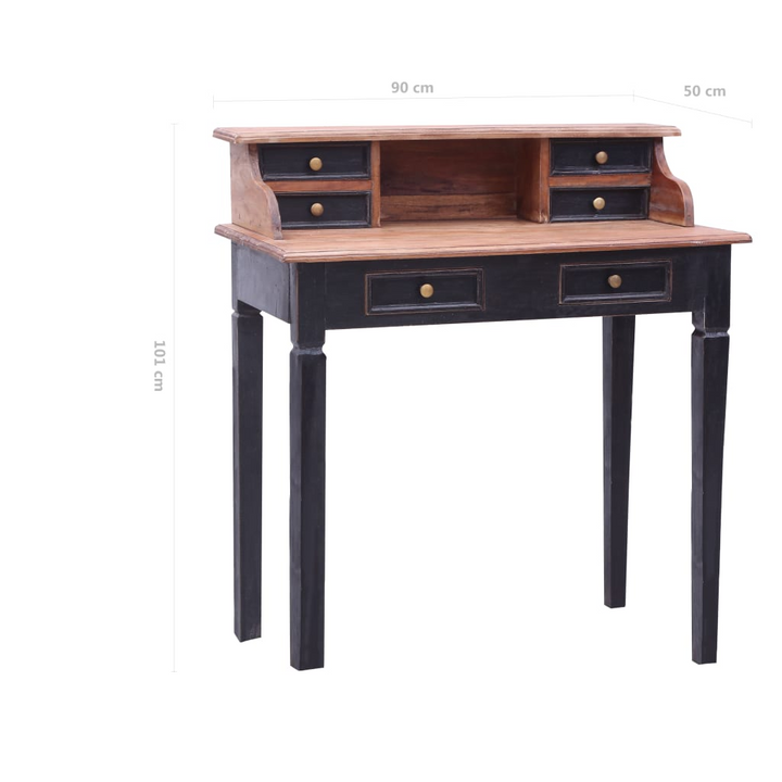 Rustic Solid Reclaimed Wood Writing Desk with Drawers - 90x50x101cm, Home Office Furniture - Premium  from Home Treasures - Just £275.99! Shop now at Home Treasures