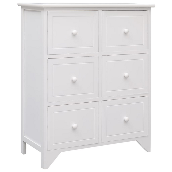 Elegant Paulownia Wood Side Cabinet with 6 Drawers - White, Versatile Storage Solution for Any Room - Premium  from Home Treasures - Just £162.99! Shop now at Home Treasures