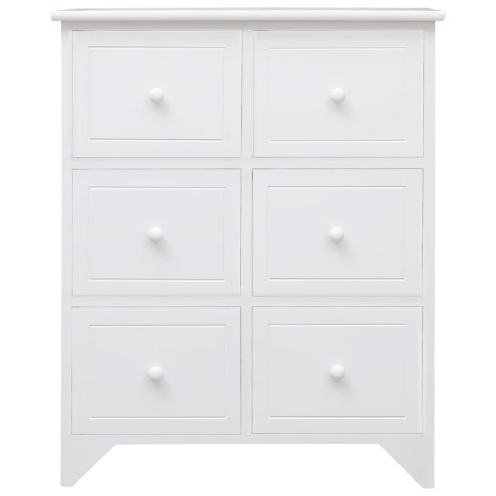 Elegant Paulownia Wood Side Cabinet with 6 Drawers - White, Versatile Storage Solution for Any Room - Premium  from Home Treasures - Just £162.99! Shop now at Home Treasures