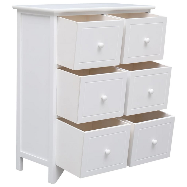 Elegant Paulownia Wood Side Cabinet with 6 Drawers - White, Versatile Storage Solution for Any Room - Premium  from Home Treasures - Just £162.99! Shop now at Home Treasures