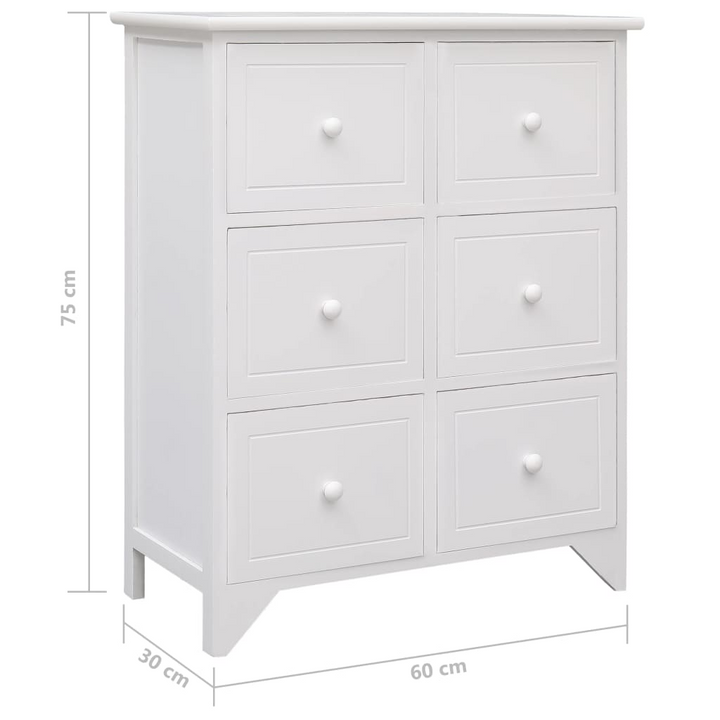 Elegant Paulownia Wood Side Cabinet with 6 Drawers - White, Versatile Storage Solution for Any Room - Premium  from Home Treasures - Just £162.99! Shop now at Home Treasures