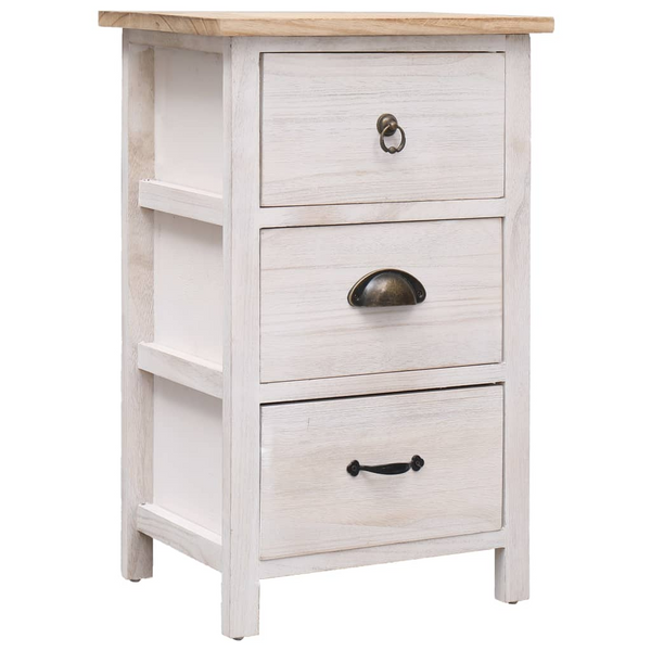 Elegant Paulownia Wood Side Cabinet in White - Versatile Storage with 3 Drawers - Premium  from Home Treasures - Just £71.99! Shop now at Home Treasures