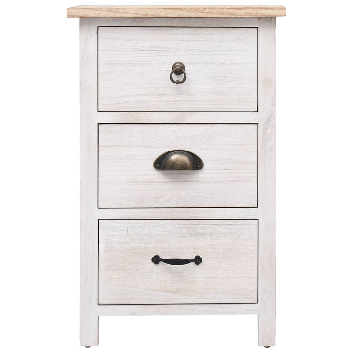 Elegant Paulownia Wood Side Cabinet (White) - Versatile Storage with 3 Drawers - Premium  from Home Treasures - Just £73.99! Shop now at Home Treasures