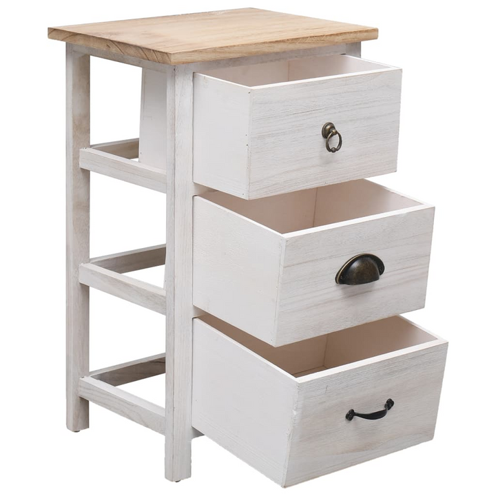 Elegant Paulownia Wood Side Cabinet (White) - Versatile Storage with 3 Drawers - Premium  from Home Treasures - Just £73.99! Shop now at Home Treasures