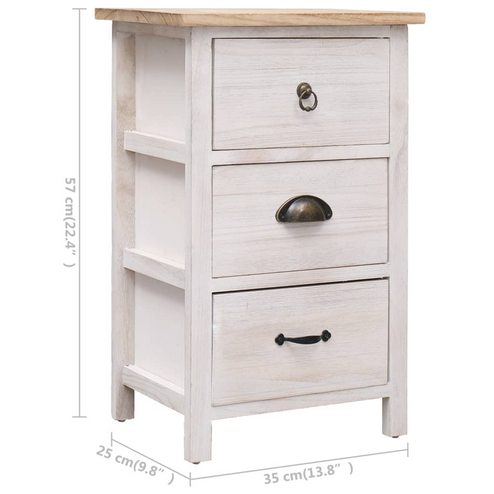 Elegant Paulownia Wood Side Cabinet (White) - Versatile Storage with 3 Drawers - Premium  from Home Treasures - Just £73.99! Shop now at Home Treasures