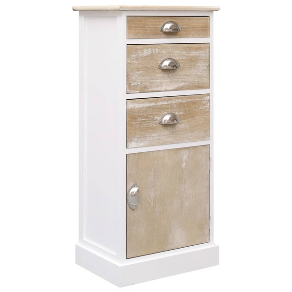 Elegant Paulownia Wood Side Cabinet in White - Durable Storage Solution with Drawers and Door - Premium  from Home Treasures - Just £116.99! Shop now at Home Treasures