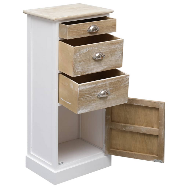 Elegant Paulownia Wood Side Cabinet in White - Durable Storage Solution with Drawers and Door - Premium  from Home Treasures - Just £122.99! Shop now at Home Treasures