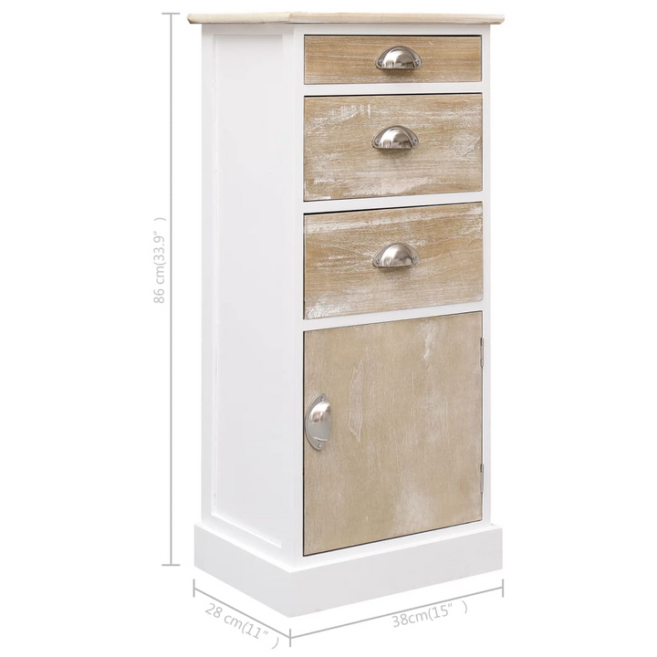 Elegant Paulownia Wood Side Cabinet in White - Durable Storage Solution with Drawers and Door - Premium  from Home Treasures - Just £122.99! Shop now at Home Treasures