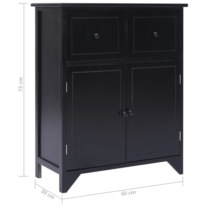 Elegant Paulownia Wood Side Cabinet in Black - Stylish & Durable Storage Solution - Premium  from Home Treasures - Just £127.99! Shop now at Home Treasures