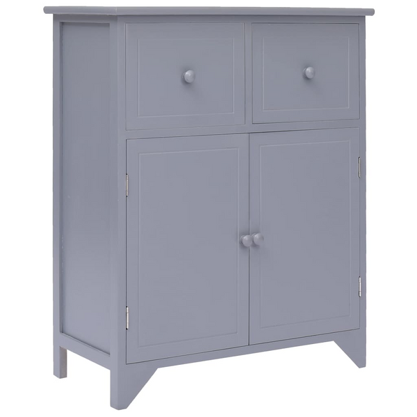 Elegant Paulownia Wood Side Cabinet in Grey with 2 Drawers and 1 Compartment - Perfect for Bedroom & Living Room - Premium  from Home Treasures - Just £124.99! Shop now at Home Treasures