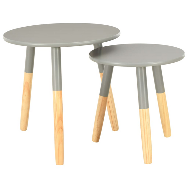 Elegant Solid Pine Side Tables, Set of 2 in Grey - Scandinavian Design, Multi-functional, Durable - Premium  from Home Treasures - Just £52.99! Shop now at Home Treasures