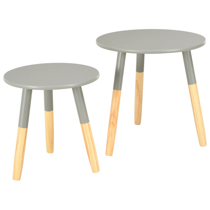 Elegant Solid Pine Side Tables, Set of 2 in Grey - Scandinavian Design, Multi-functional, Durable - Premium  from Home Treasures - Just £52.99! Shop now at Home Treasures