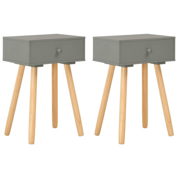 Set of 2 Solid Pine Bedside Tables in Grey – Stylish and Durable Nightstands for Bedroom or Living Room - Premium  from Home Treasures - Just £97.99! Shop now at Home Treasures