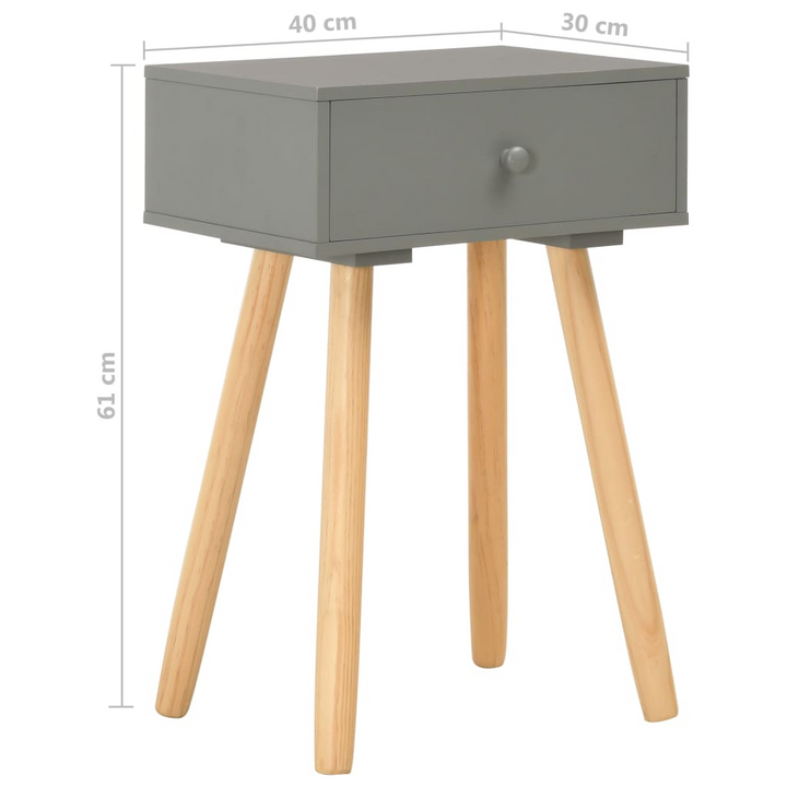 Set of 2 Solid Pine Bedside Tables in Grey – Stylish and Durable Nightstands for Bedroom or Living Room - Premium  from Home Treasures - Just £97.99! Shop now at Home Treasures