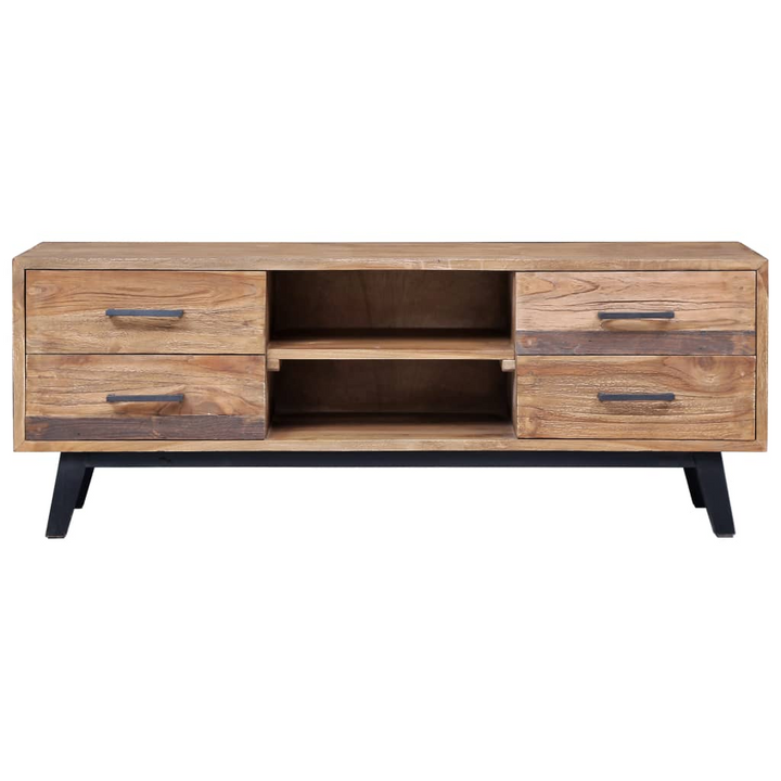 Rustic Teak TV Cabinet with Storage - Natural Finish, Colonial Style, Solid Hardwood, 4 Drawers & 2 Compartments - Premium  from Home Treasures - Just £212.99! Shop now at Home Treasures