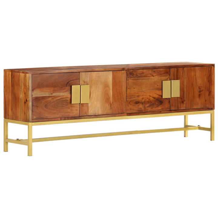 Rustic Solid Acacia Wood TV Cabinet - Elegant Media Console with Storage, Durable Solid Wood & Steel Construction, 140cm Width - Premium  from Home Treasures - Just £274.99! Shop now at Home Treasures