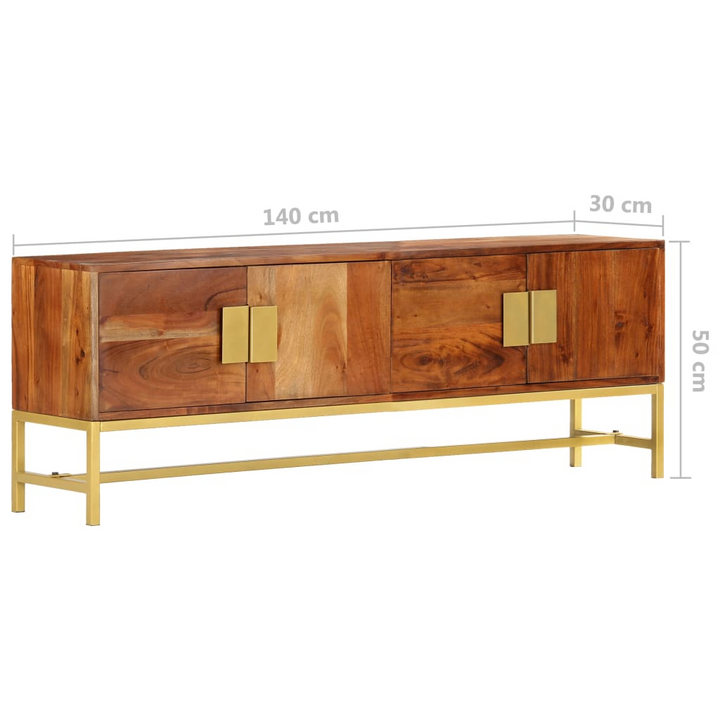 Rustic Solid Acacia Wood TV Cabinet - Elegant Media Console with Storage, Durable Solid Wood & Steel Construction, 140cm Width - Premium  from Home Treasures - Just £274.99! Shop now at Home Treasures