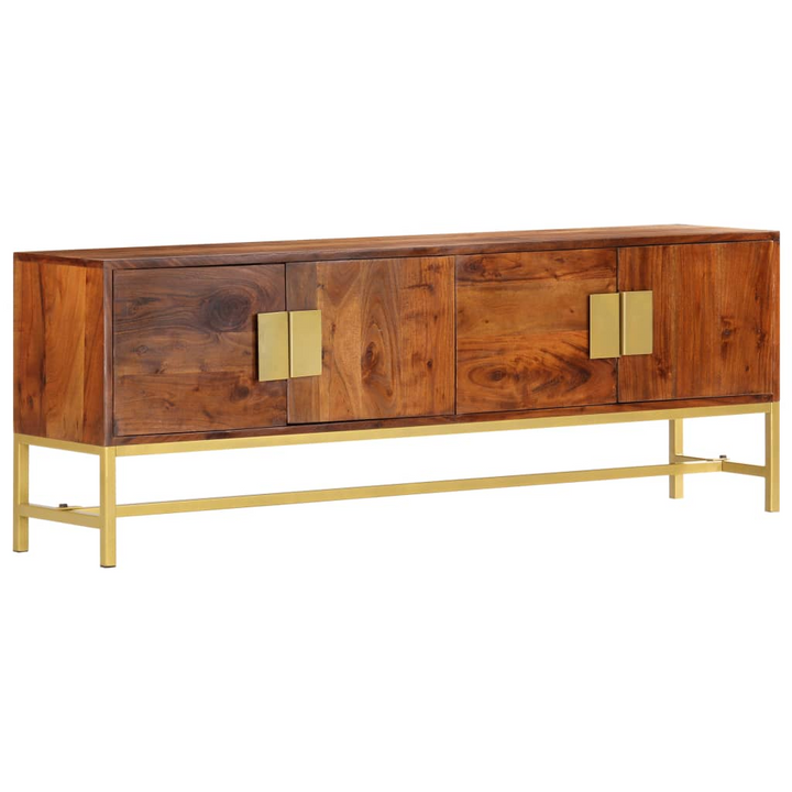 Rustic Solid Acacia Wood TV Cabinet - Elegant Media Console with Storage, Durable Solid Wood & Steel Construction, 140cm Width - Premium  from Home Treasures - Just £274.99! Shop now at Home Treasures