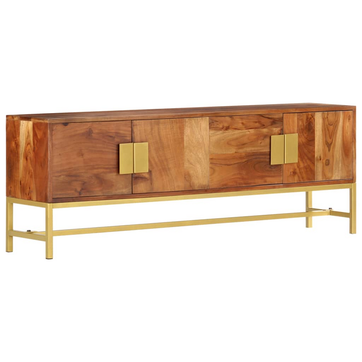 Rustic Solid Acacia Wood TV Cabinet - Elegant Media Console with Storage, Durable Solid Wood & Steel Construction, 140cm Width - Premium  from Home Treasures - Just £279.99! Shop now at Home Treasures