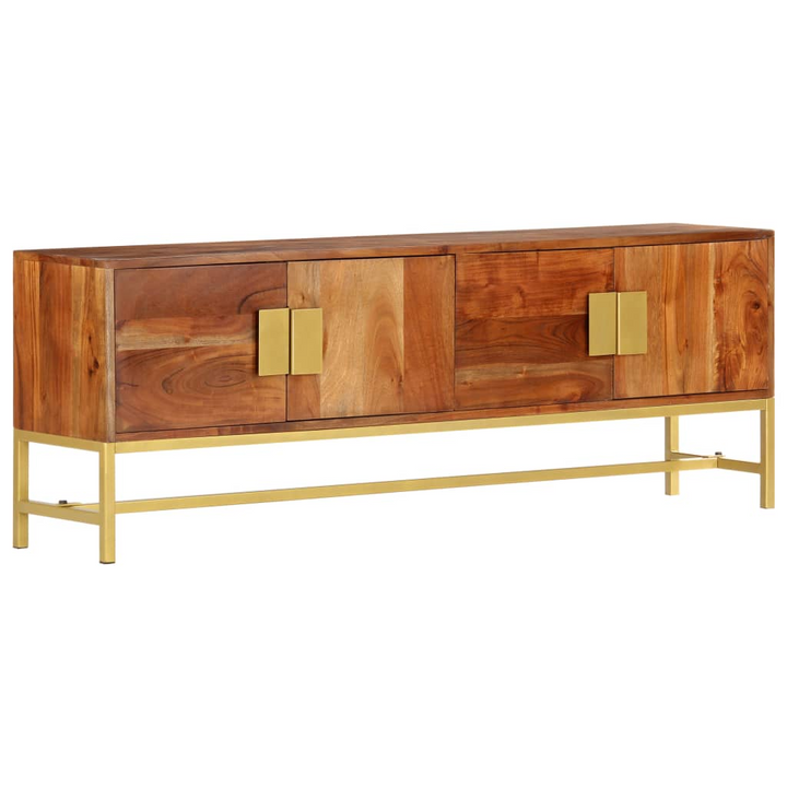 Rustic Solid Acacia Wood TV Cabinet - Elegant Media Console with Storage, Durable Solid Wood & Steel Construction, 140cm Width - Premium  from Home Treasures - Just £274.99! Shop now at Home Treasures