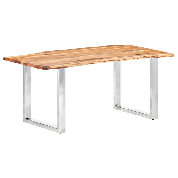 Solid Acacia Wood Dining Table with Live Edges - 200 x 100 x 76cm | Industrial Style, Stainless Steel Legs, Unique Natural Grain | Perfect for Dining Room or Kitchen - Premium  from Home Treasures - Just £1128.99! Shop now at Home Treasures