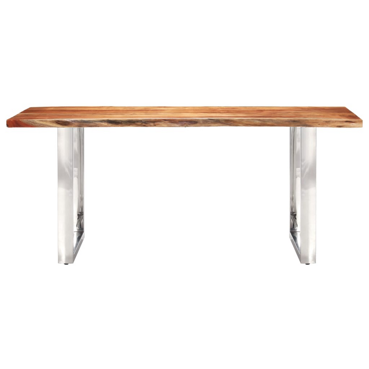 Solid Acacia Wood Dining Table with Live Edges - 200 x 100 x 76cm | Industrial Style, Stainless Steel Legs, Unique Natural Grain | Perfect for Dining Room or Kitchen - Premium  from Home Treasures - Just £1128.99! Shop now at Home Treasures