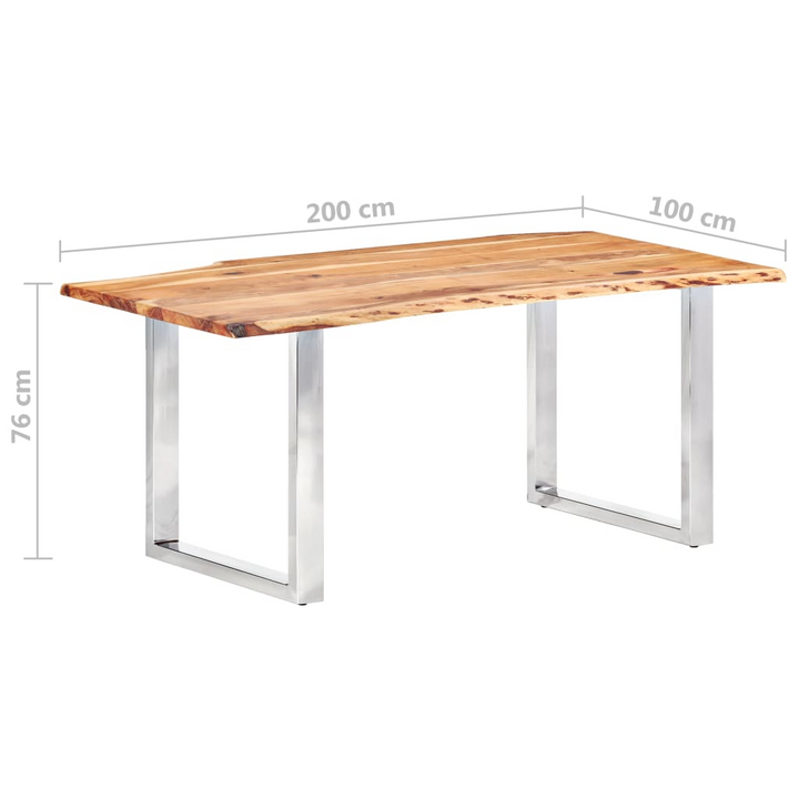 Solid Acacia Wood Dining Table with Live Edges - 200 x 100 x 76cm | Industrial Style, Stainless Steel Legs, Unique Natural Grain | Perfect for Dining Room or Kitchen - Premium  from Home Treasures - Just £1128.99! Shop now at Home Treasures