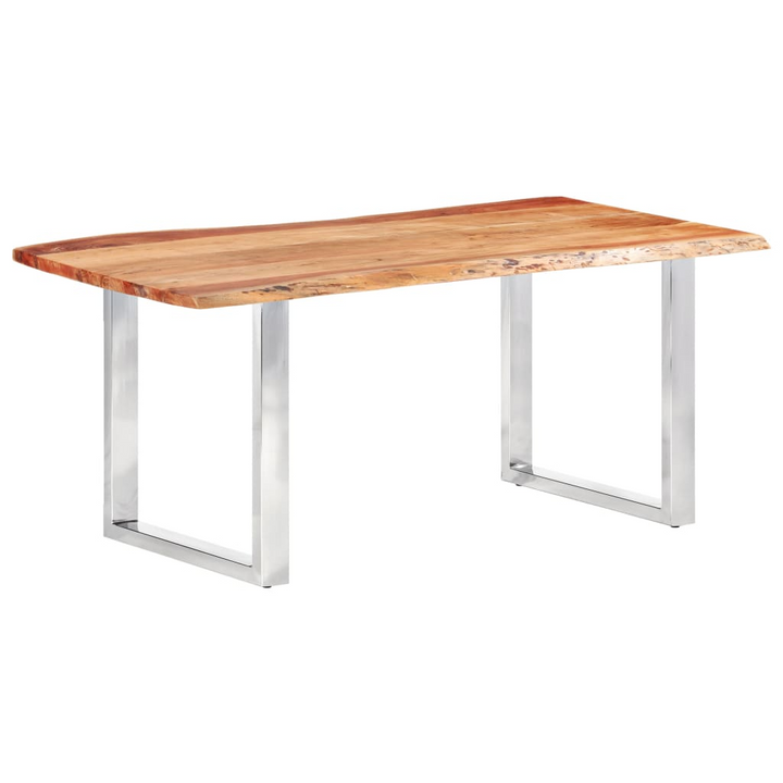 Solid Acacia Wood Dining Table with Live Edges - 200 x 100 x 76cm | Industrial Style, Stainless Steel Legs, Unique Natural Grain | Perfect for Dining Room or Kitchen - Premium  from Home Treasures - Just £1128.99! Shop now at Home Treasures