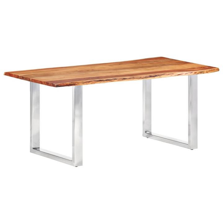 Solid Acacia Wood Dining Table with Live Edges - 200 x 100 x 76cm | Industrial Style, Stainless Steel Legs, Unique Natural Grain | Perfect for Dining Room or Kitchen - Premium  from Home Treasures - Just £1128.99! Shop now at Home Treasures