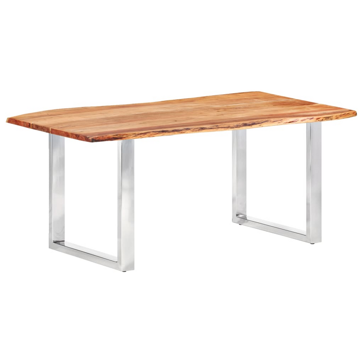 Solid Acacia Wood Dining Table with Live Edges - 200 x 100 x 76cm | Industrial Style, Stainless Steel Legs, Unique Natural Grain | Perfect for Dining Room or Kitchen - Premium  from Home Treasures - Just £1128.99! Shop now at Home Treasures