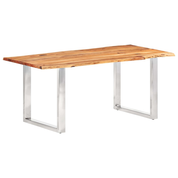 Solid Acacia Wood Dining Table with Live Edges - 200 x 100 x 76cm | Industrial Style, Stainless Steel Legs, Unique Natural Grain | Perfect for Dining Room or Kitchen - Premium  from Home Treasures - Just £1128.99! Shop now at Home Treasures