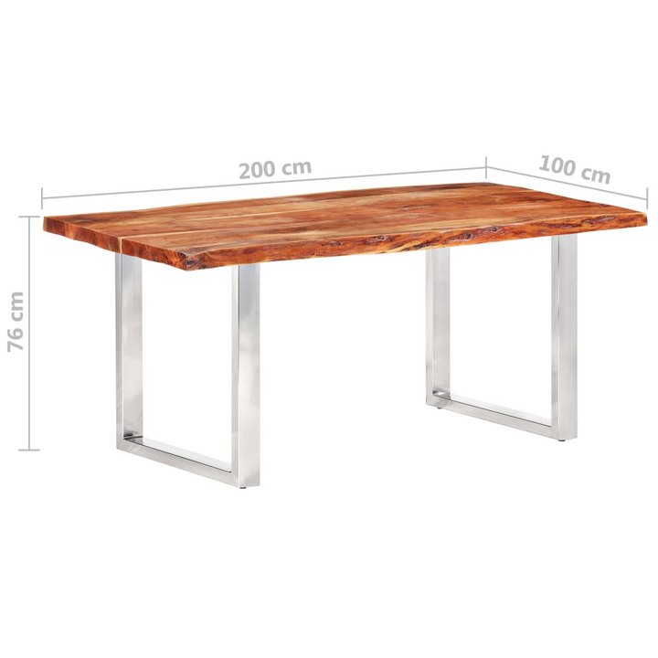 Solid Acacia Wood Dining Table with Live Edges - 200x100x76cm - Modern Industrial Design - Premium  from Home Treasures - Just £1308.99! Shop now at Home Treasures