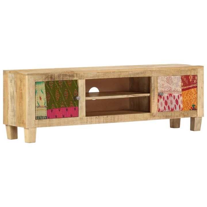 Rustic Patchwork Patterned Solid Mango Wood TV Cabinet - 120 x 30 x 40cm - Unique Design with Storage - Premium  from Home Treasures - Just £264.99! Shop now at Home Treasures