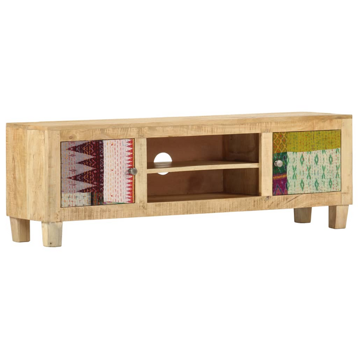 Rustic Patchwork Patterned Solid Mango Wood TV Cabinet - 120 x 30 x 40cm - Unique Design with Storage - Premium  from Home Treasures - Just £264.99! Shop now at Home Treasures