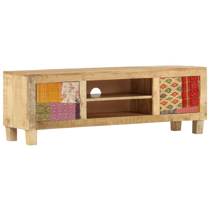 Rustic Patchwork Patterned Solid Mango Wood TV Cabinet - 120 x 30 x 40cm - Unique Design with Storage - Premium  from Home Treasures - Just £264.99! Shop now at Home Treasures