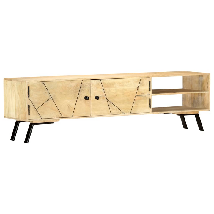 Rustic Solid Mango Wood TV Cabinet - 140 x 30 x 40 cm | Sturdy, Stylish TV Stand with Storage - Premium  from Home Treasures - Just £218.99! Shop now at Home Treasures