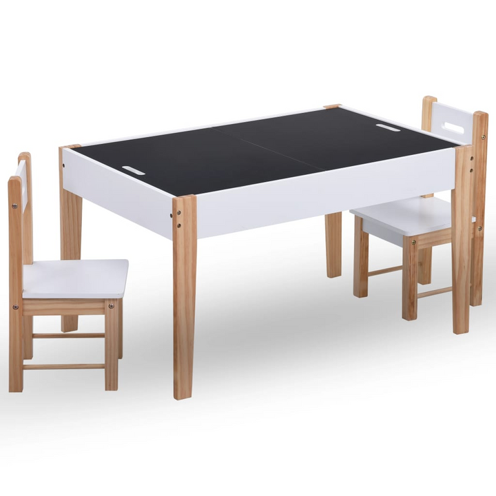 3 Piece Children's Storage Chalkboard Table & Chair Set - Durable MDF & Pinewood, Black & White - Premium  from Home Treasures - Just £164.99! Shop now at Home Treasures