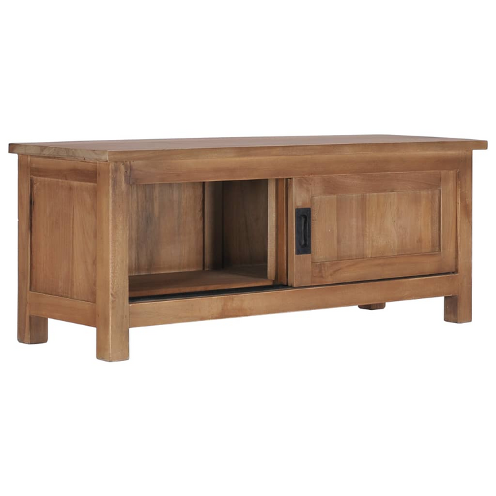 Teak TV Cabinet (Natural) – Handcrafted Solid Wood, Ample Storage, Rustic Design - Premium  from Home Treasures - Just £171.99! Shop now at Home Treasures