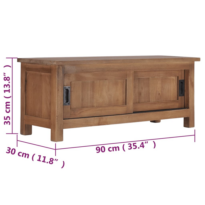 Teak TV Cabinet (Natural) – Handcrafted Solid Wood, Ample Storage, Rustic Design - Premium  from Home Treasures - Just £171.99! Shop now at Home Treasures