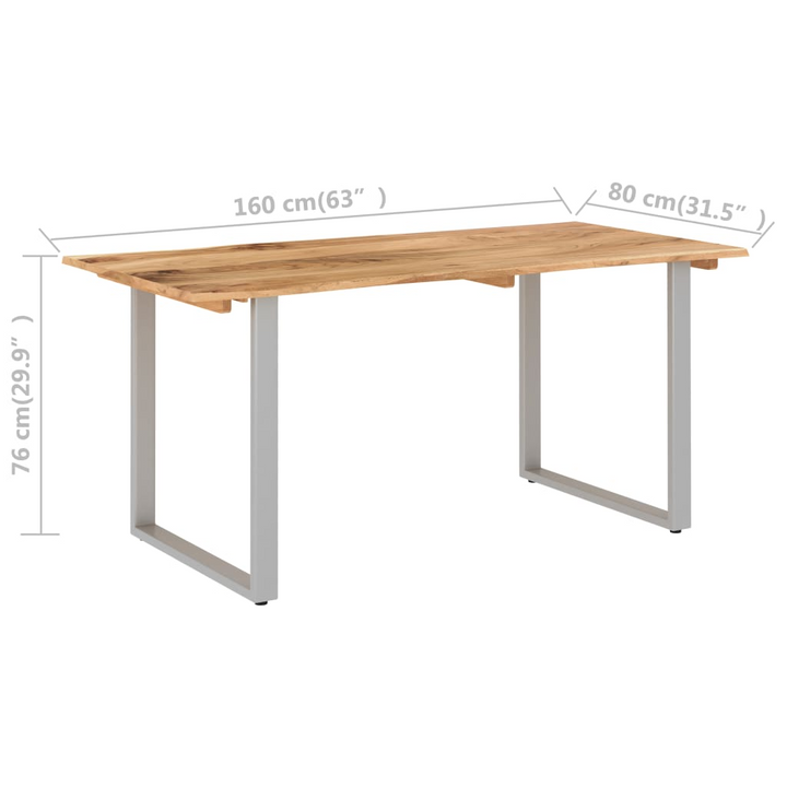 Industrial Rustic Dining Table - Solid Acacia Wood & Steel Legs - Unique Edges - 154x80x76 cm - Premium  from Home Treasures - Just £316.99! Shop now at Home Treasures