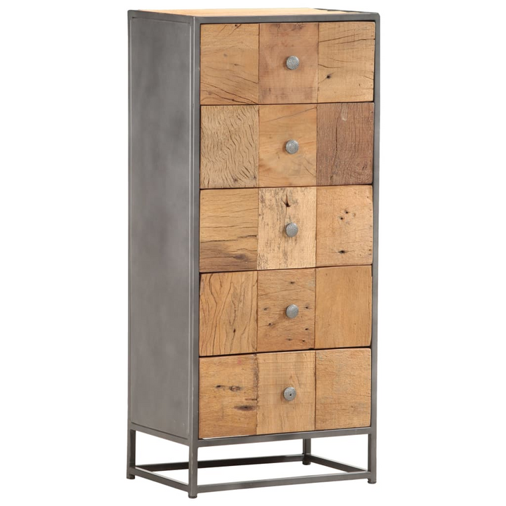 Eco-Friendly Reclaimed Wood Drawer Cabinet, 5-Drawer Storage, Vintage Style, 45x30x100cm - Premium  from Home Treasures - Just £340.99! Shop now at Home Treasures