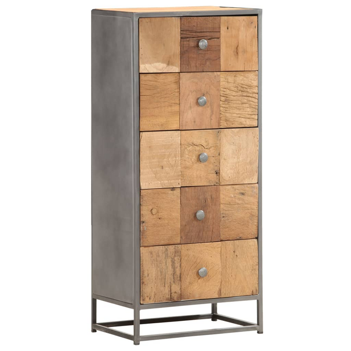 Eco-Friendly Reclaimed Wood Drawer Cabinet, 5-Drawer Storage, Vintage Style, 45x30x100cm - Premium  from Home Treasures - Just £340.99! Shop now at Home Treasures