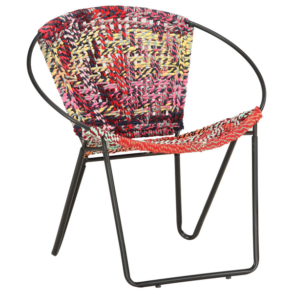 Chindi Circle Chair - Handwoven Multi-colour Cotton Upholstery with Ergonomic Design, Steel Frame - Premium  from Home Treasures - Just £159.99! Shop now at Home Treasures