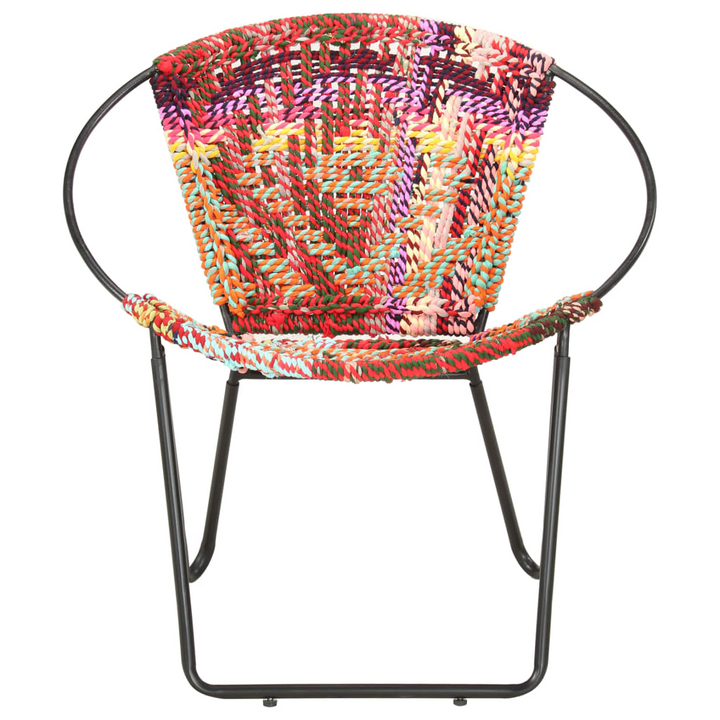 Chindi Circle Chair - Handwoven Multi-colour Cotton Upholstery with Ergonomic Design, Steel Frame - Premium  from Home Treasures - Just £159.99! Shop now at Home Treasures