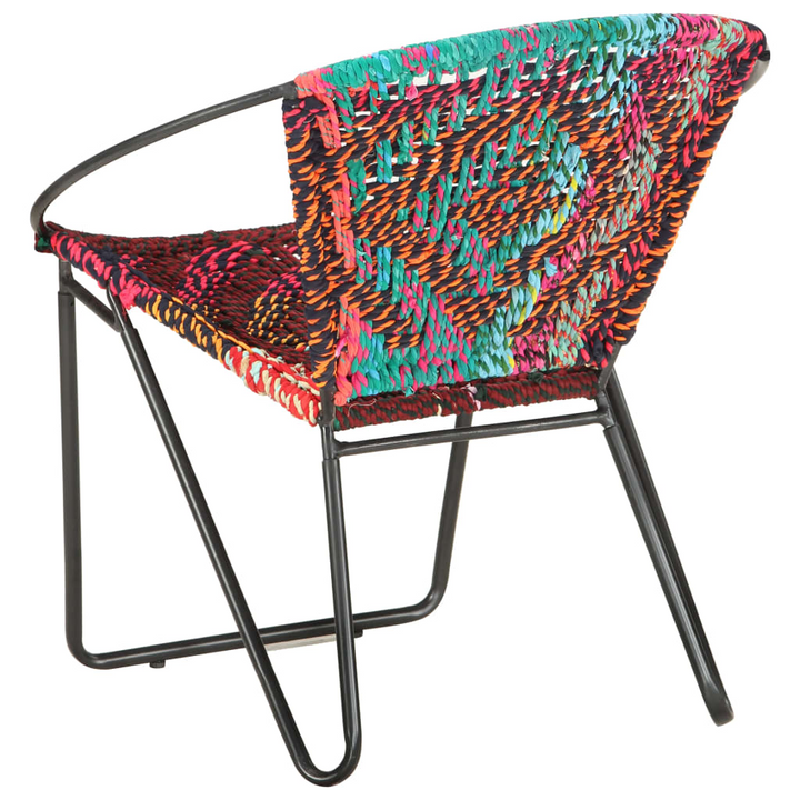 Chindi Circle Chair - Handwoven Multi-colour Cotton Upholstery with Ergonomic Design, Steel Frame - Premium  from Home Treasures - Just £159.99! Shop now at Home Treasures