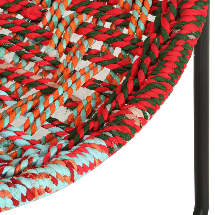 Chindi Circle Chair - Handwoven Multi-colour Cotton Upholstery with Ergonomic Design, Steel Frame - Premium  from Home Treasures - Just £159.99! Shop now at Home Treasures