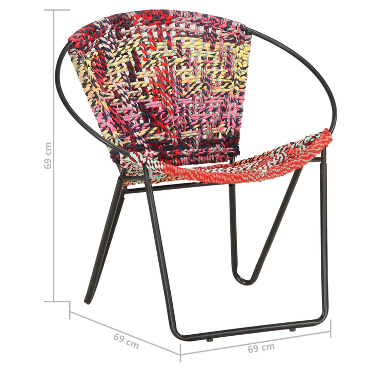 Chindi Circle Chair - Handwoven Multi-colour Cotton Upholstery with Ergonomic Design, Steel Frame - Premium  from Home Treasures - Just £159.99! Shop now at Home Treasures