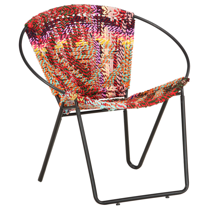 Chindi Circle Chair - Handwoven Multi-colour Cotton Upholstery with Ergonomic Design, Steel Frame - Premium  from Home Treasures - Just £159.99! Shop now at Home Treasures